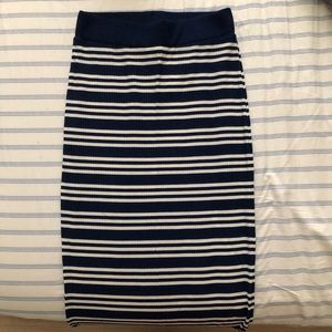 High waisted ribbed midi skirt
